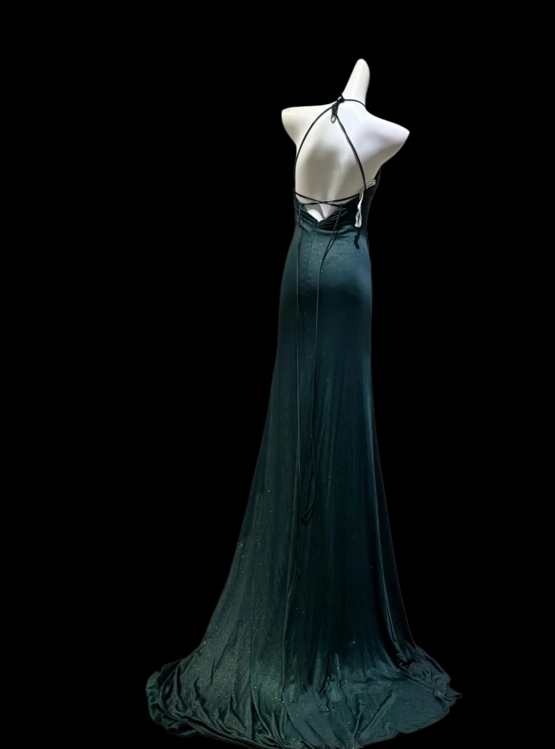 Spaghetti Straps Green Formal Prom Dress Open Back Evening Dress  P1710