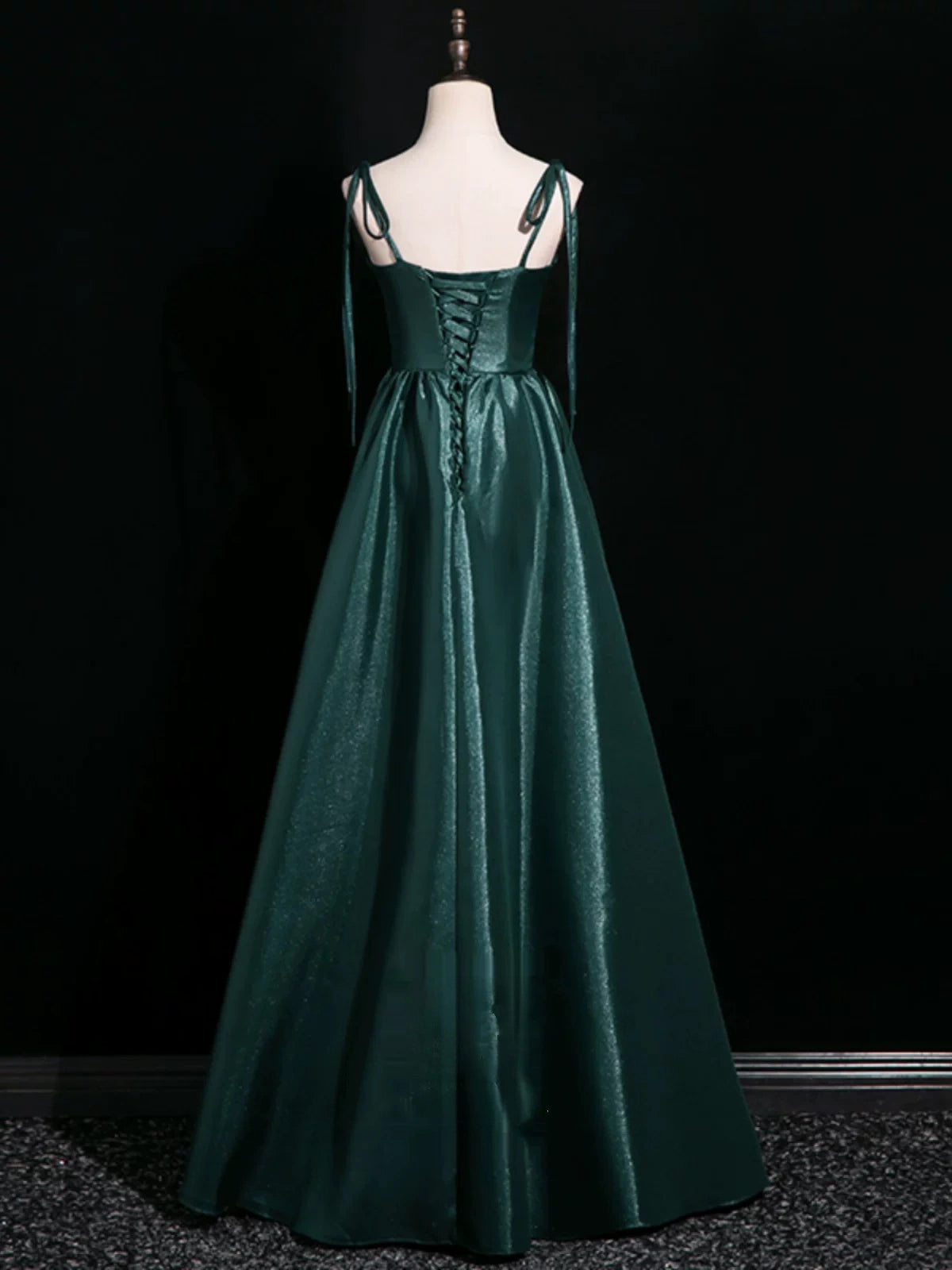 Spaghetti Straps Green Satin Formal Prom Dress   P2712