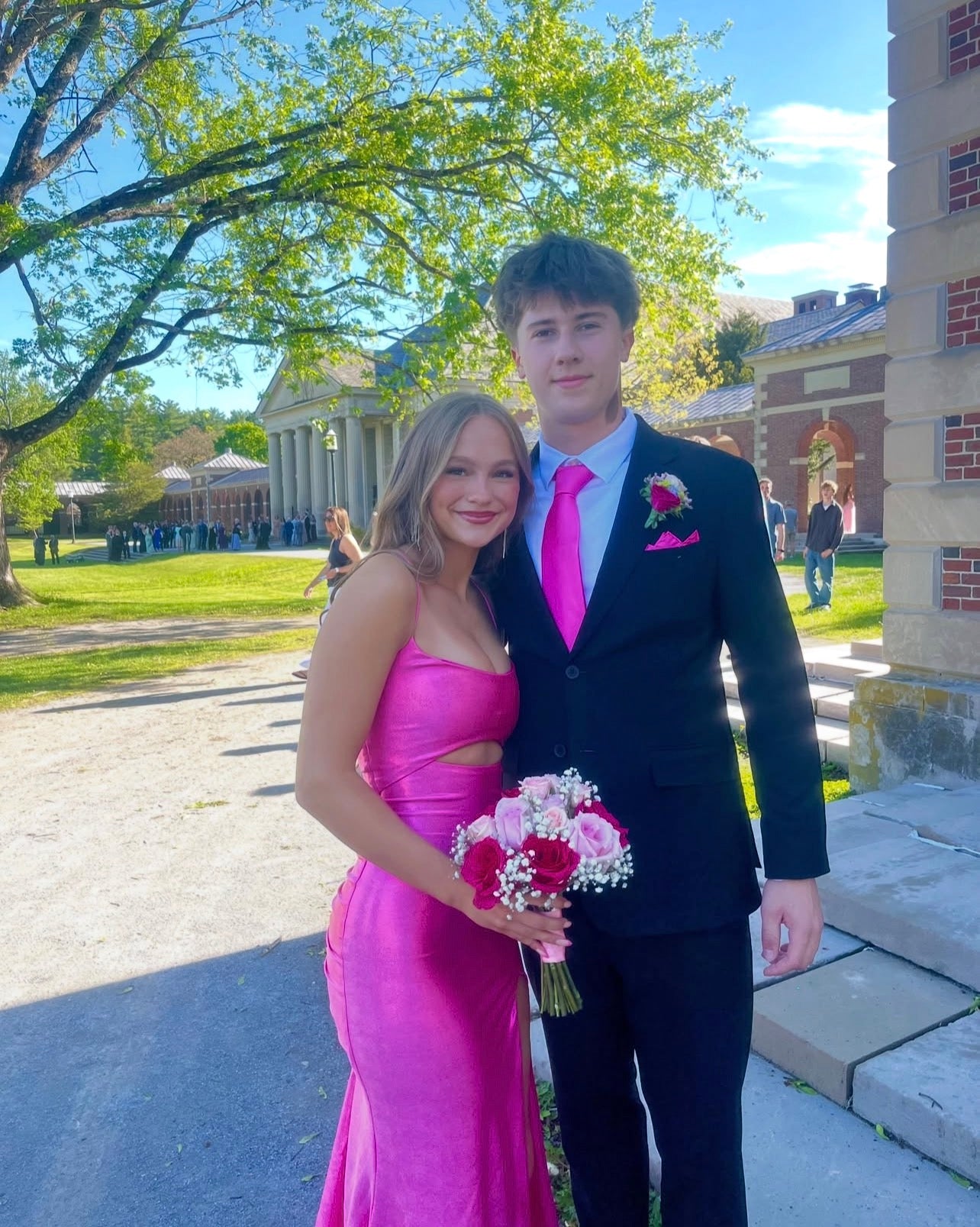 Spaghetti Straps Hot Pink Satin Prom Dress Sexy Evening Gown  P1580