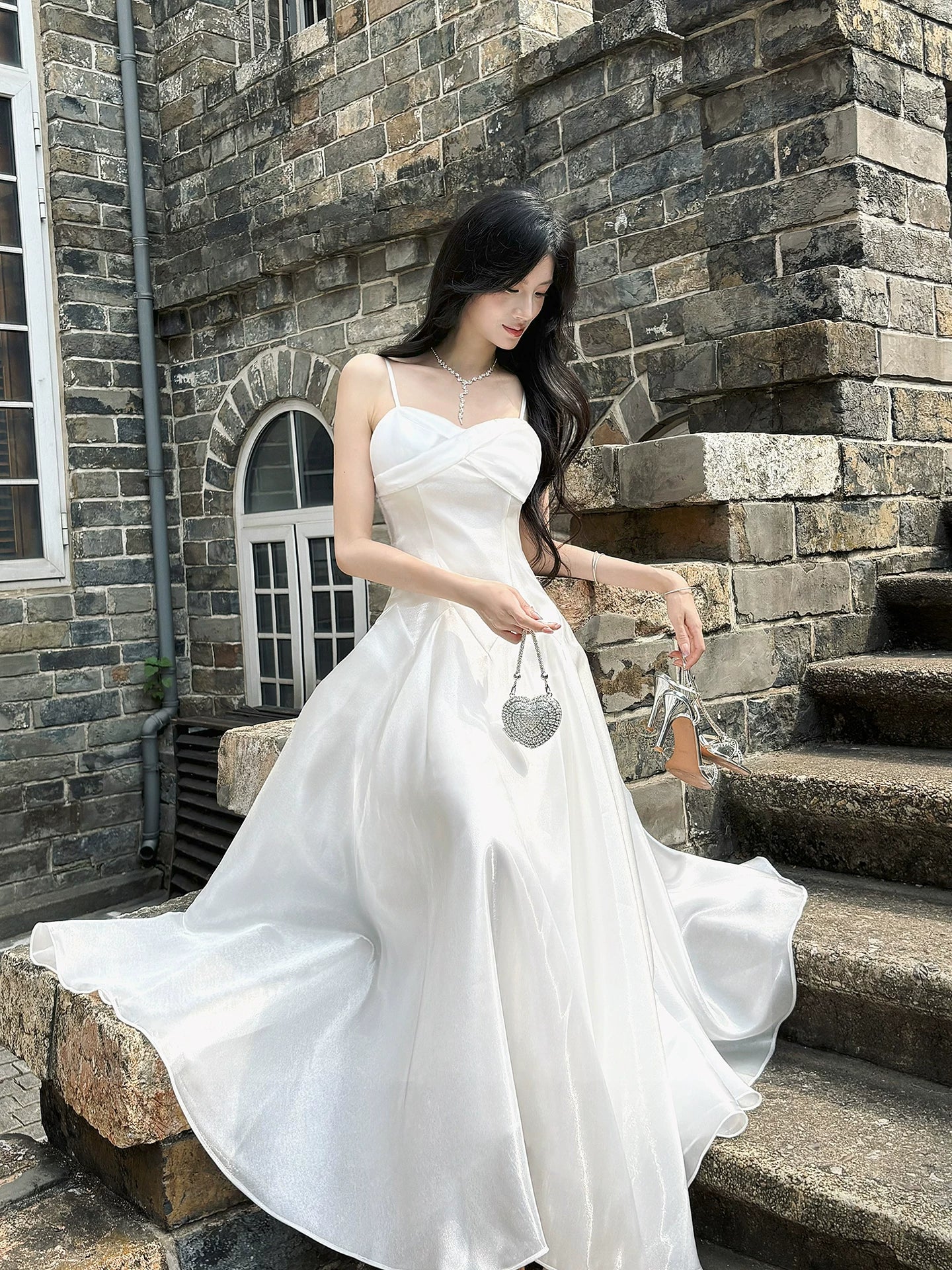 Spaghetti Straps Ivory  A Line Birthday Dress Formal Evening Gown  P1528