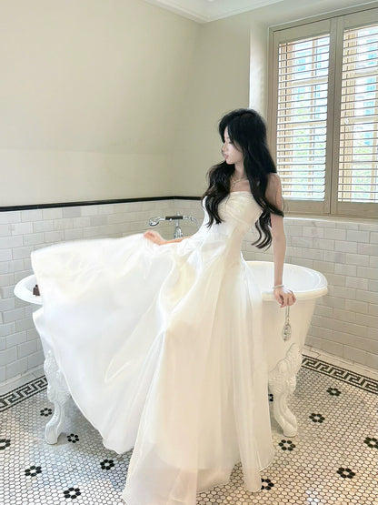 Spaghetti Straps Ivory  A Line Birthday Dress Formal Evening Gown  P1528