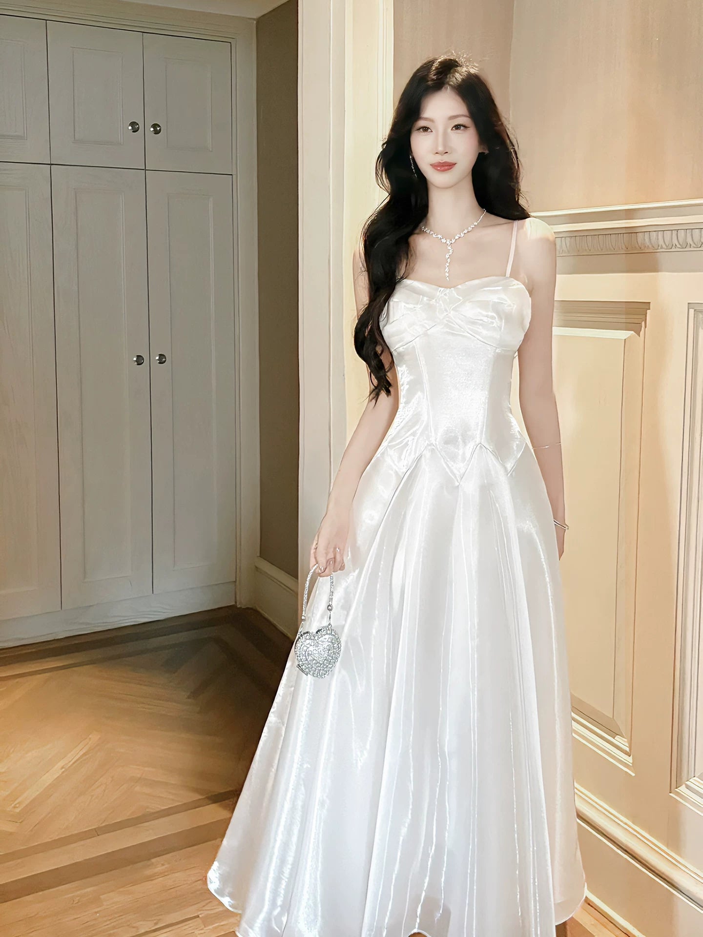Spaghetti Straps Ivory  A Line Birthday Dress Formal Evening Gown  P1528