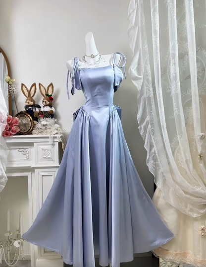 Spaghetti Straps Lavender A Line Formal Prom Dress Satin Birthday Dress   P1807