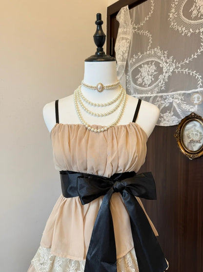 Spaghetti Straps Layered Chiffon Lace Homecoming Dress Birthday Outfit  P1893