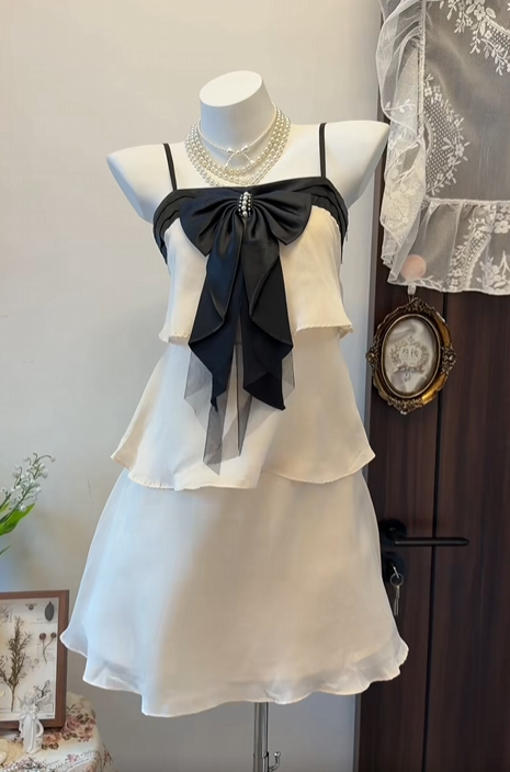 Spaghetti Straps Layered Homecoming Dress Satin Party Dress  P1815