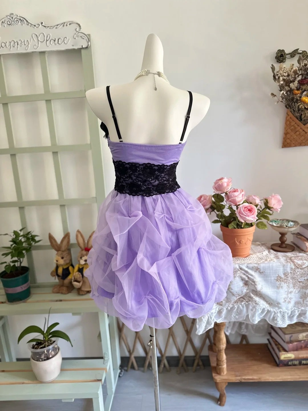 Spaghetti Straps Lilac Tulle Short Birthday Dress  P2660