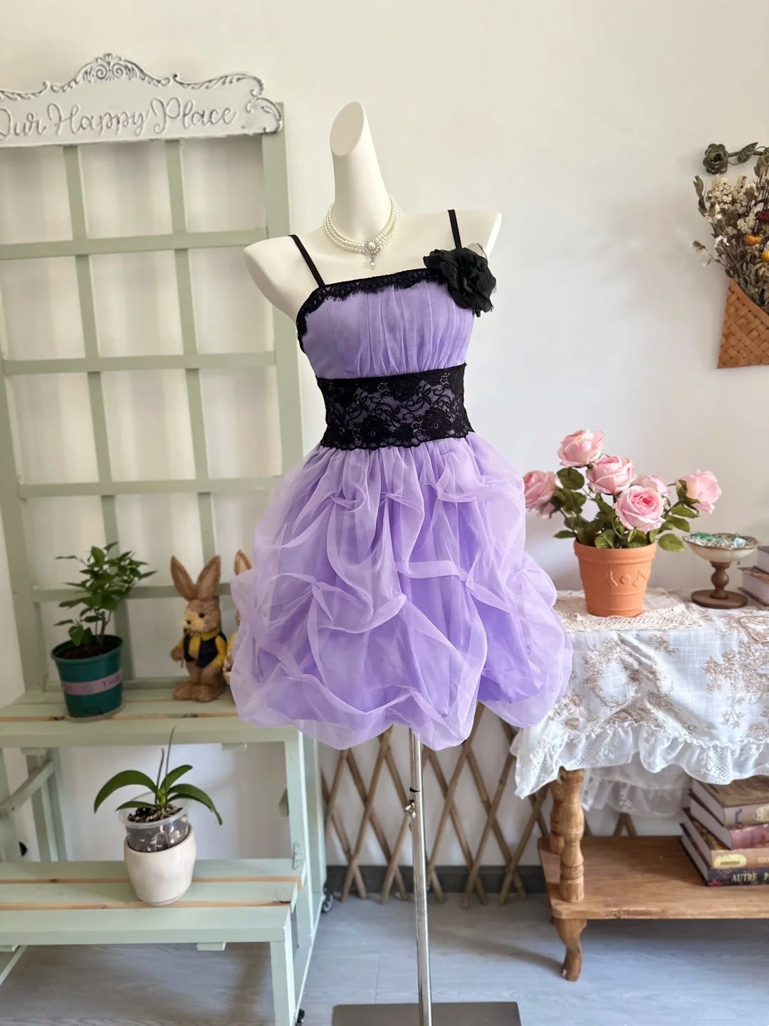 Spaghetti Straps Lilac Tulle Short Birthday Dress  P2660