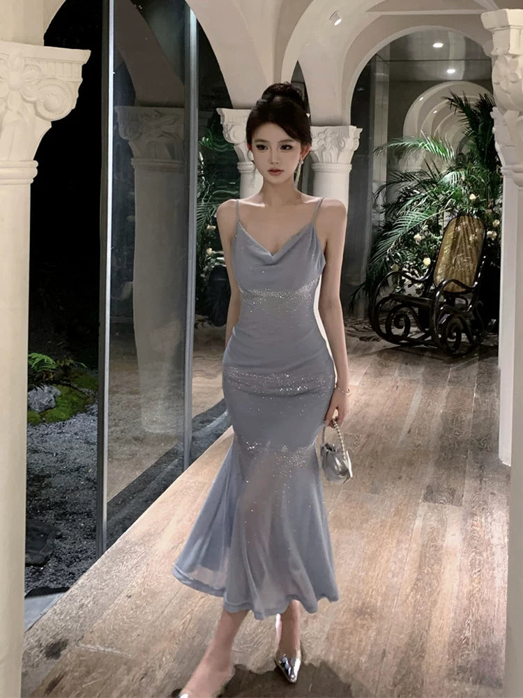 Spaghetti Straps Mermaid Birthday Dress Sexy Date Night Dress   L173