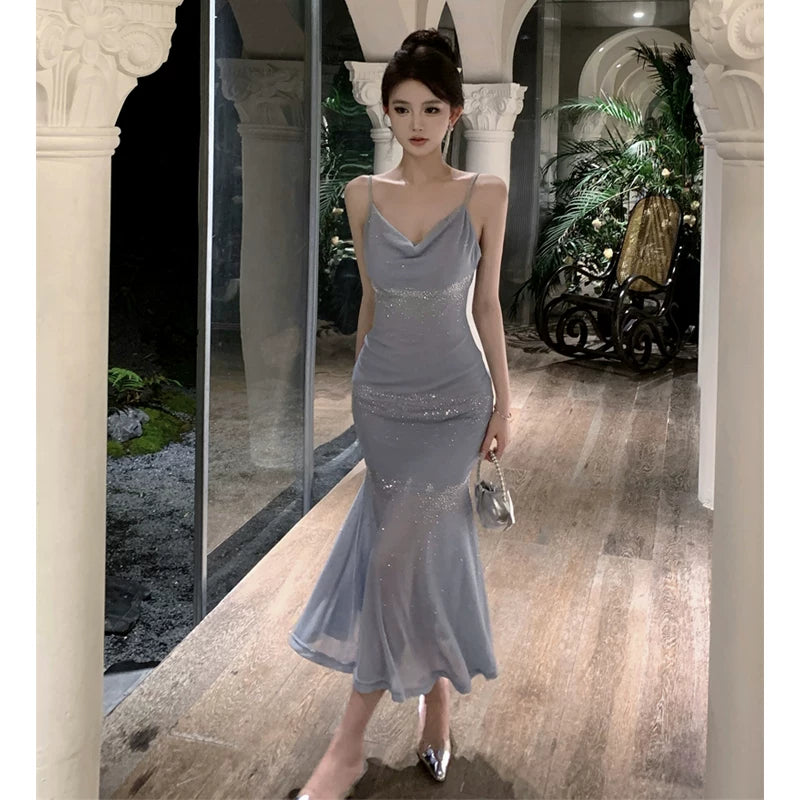 Spaghetti Straps Mermaid Birthday Dress Sexy Date Night Dress   L173