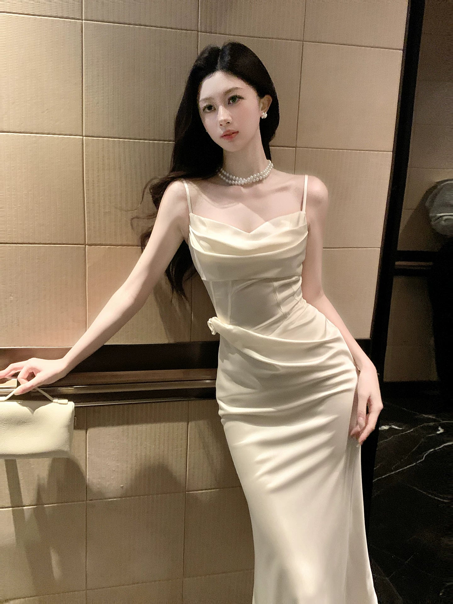 Spaghetti Straps Mermaid Satin Evening Dress Formal Graduation Dress  P1614