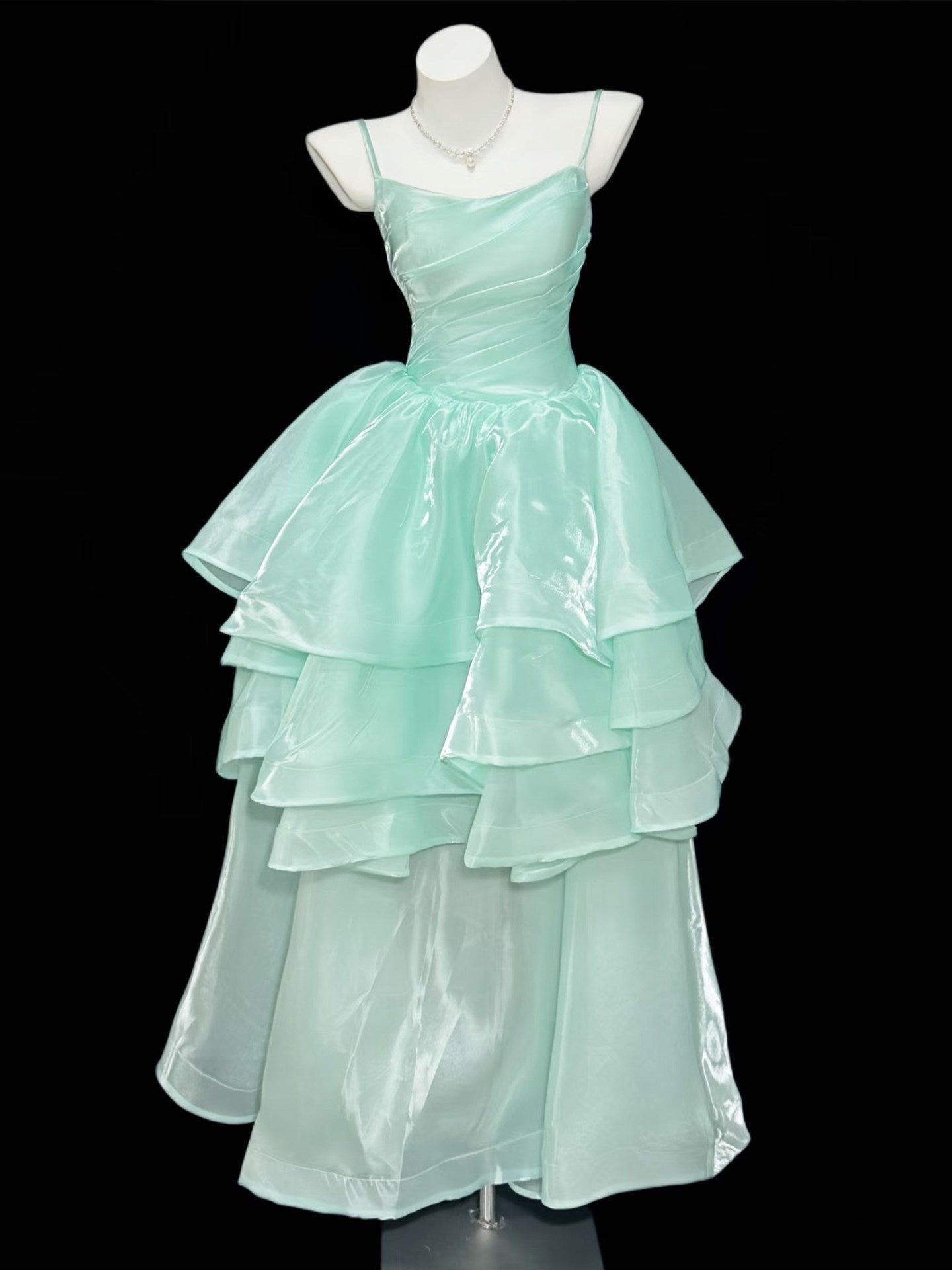 Spaghetti Straps Mint Green Prom Dress A Line Birthday Dress  P1736