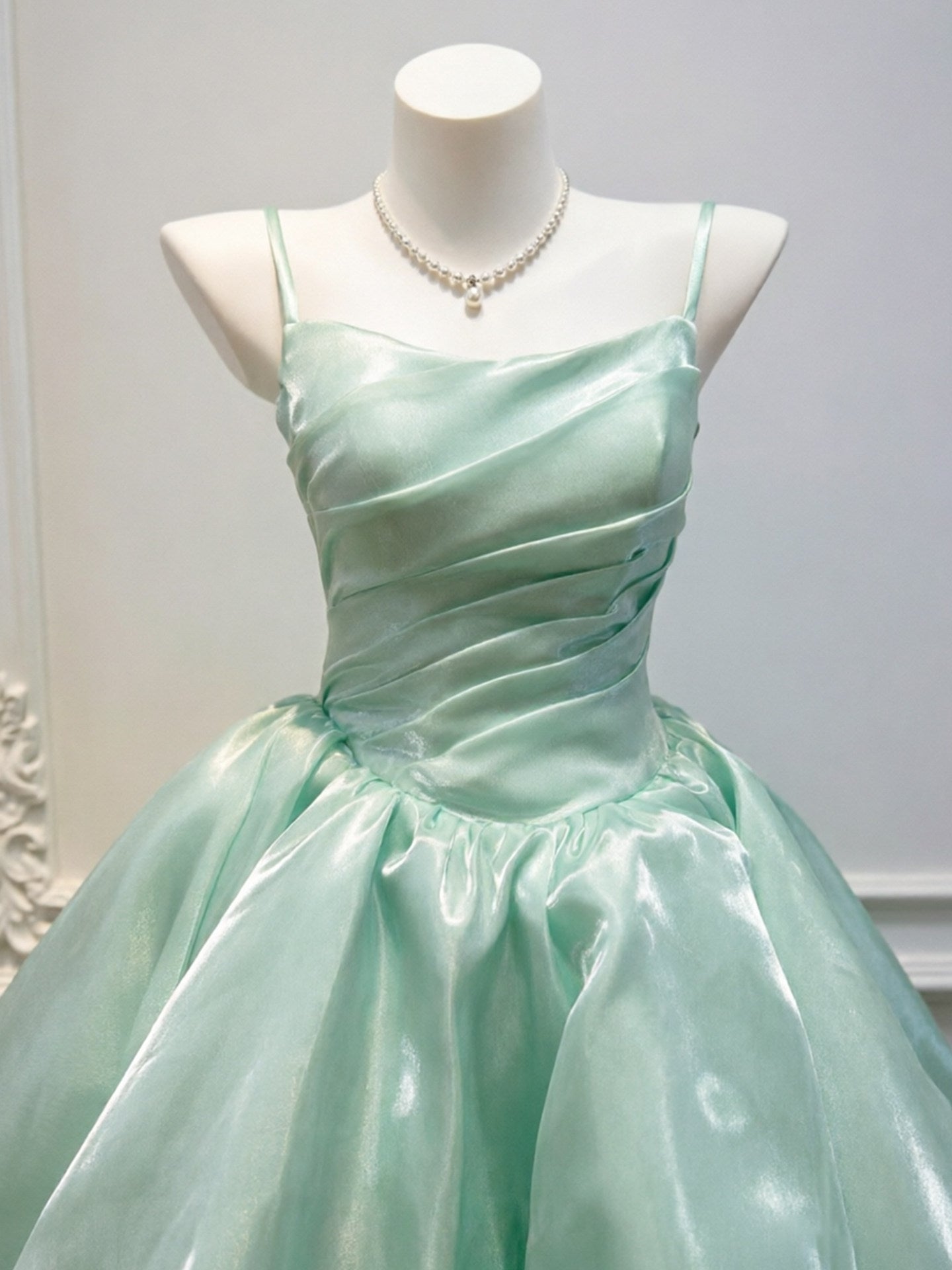 Spaghetti Straps Mint Green Prom Dress A Line Birthday Dress  P1736