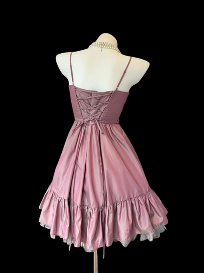 Spaghetti Straps Retro Pink Homecoming Dress Short Party Dress   P1873