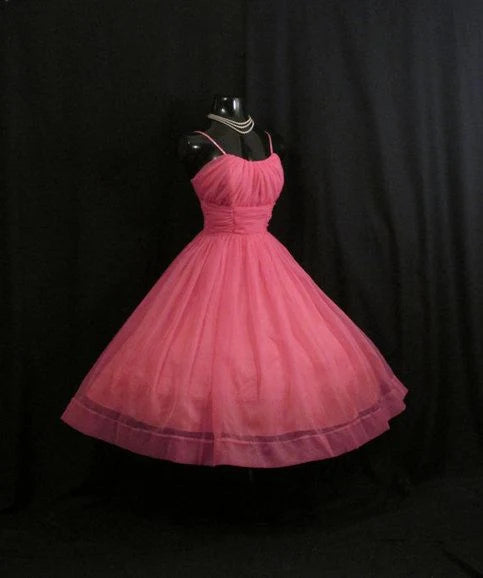 Spaghetti Straps Pink Tulle Homecoming Dress   P2113