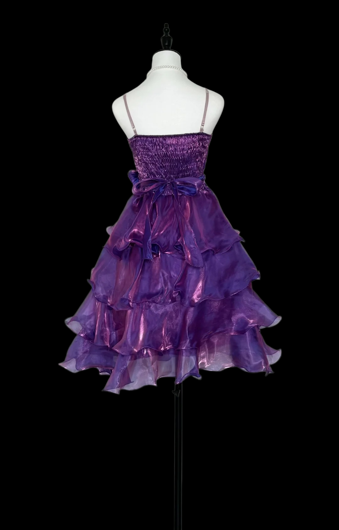 Spaghetti Straps Purple Ruffled Homecoming Dress Short Layered Birthday Dress   P1935
