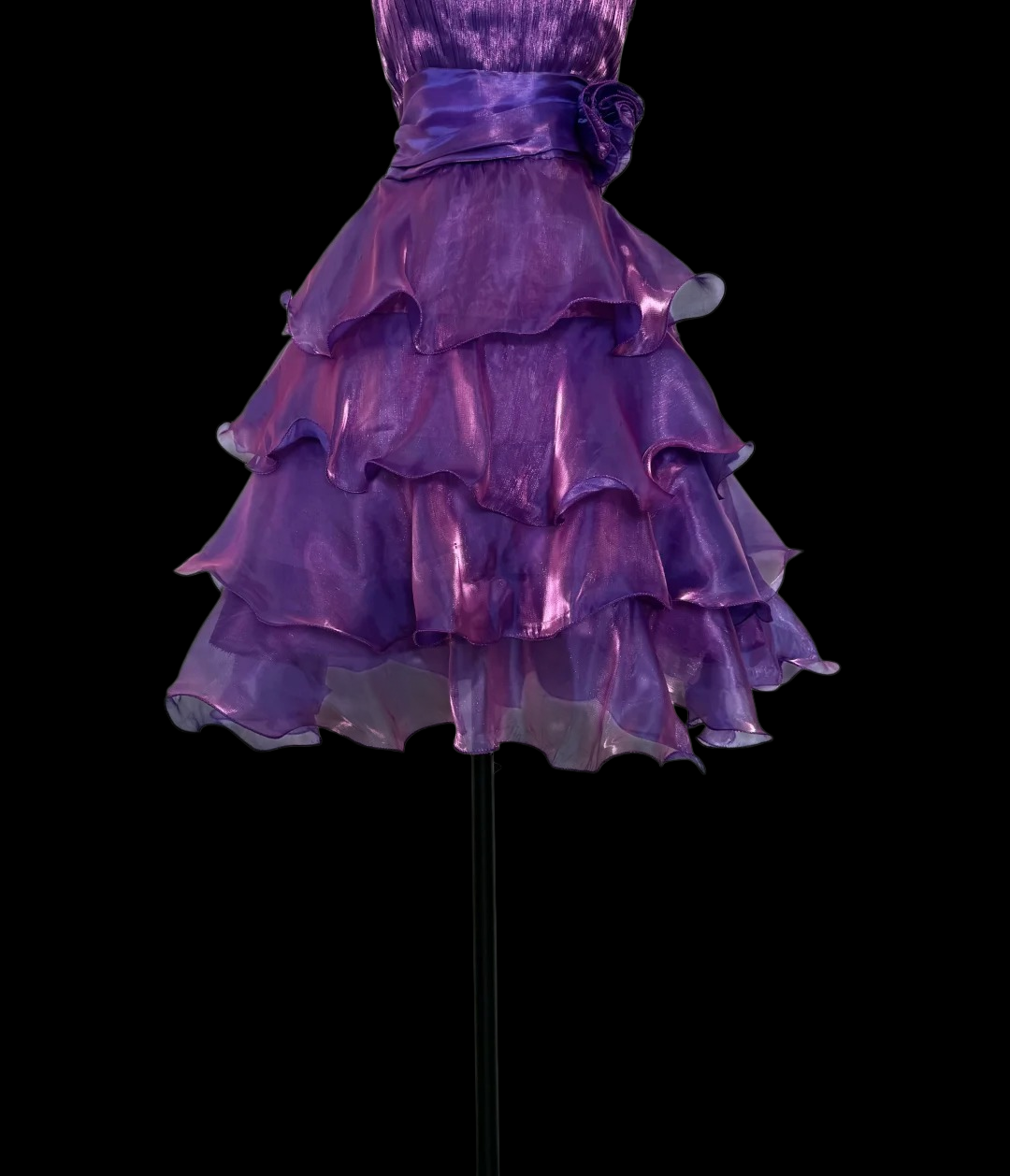 Spaghetti Straps Purple Ruffled Homecoming Dress Short Layered Birthday Dress   P1935