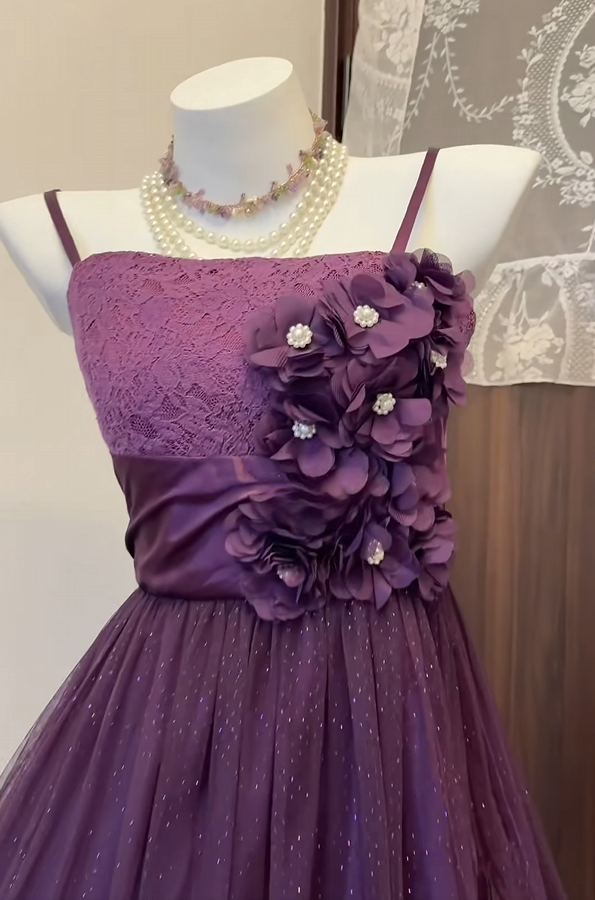Spaghetti Straps Purple Tulle Homecoming Dress Short Party Dress P2647