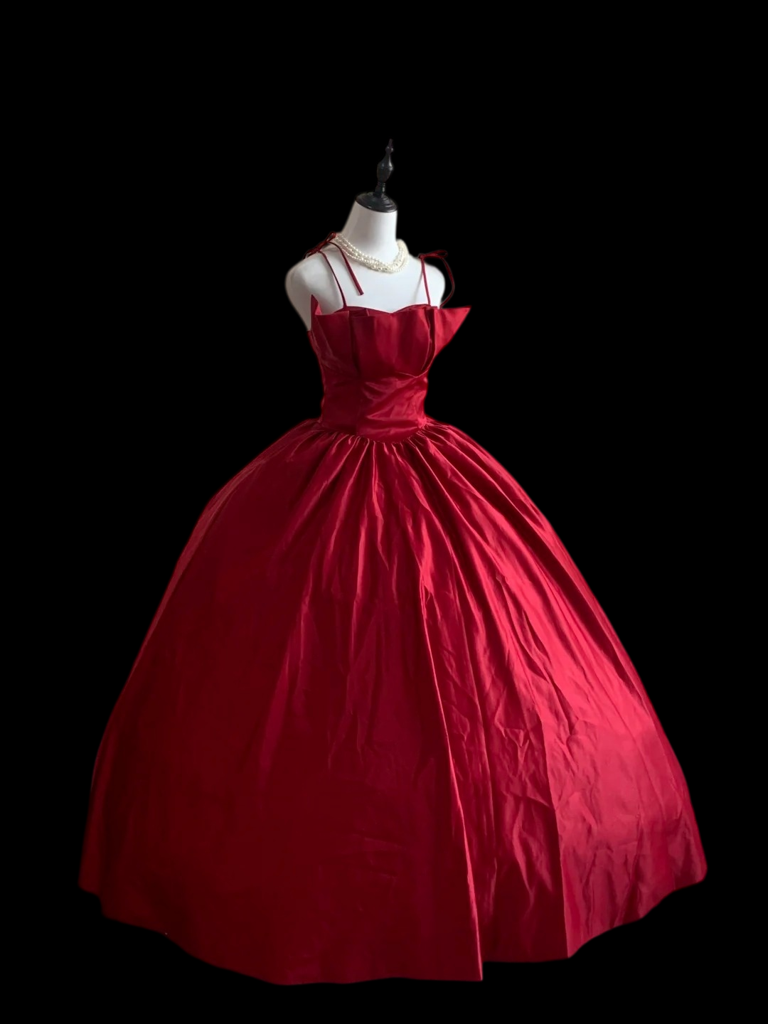 Spaghetti Straps Red Satin Formal Prom Dress A Line Birthday Dress  P2413