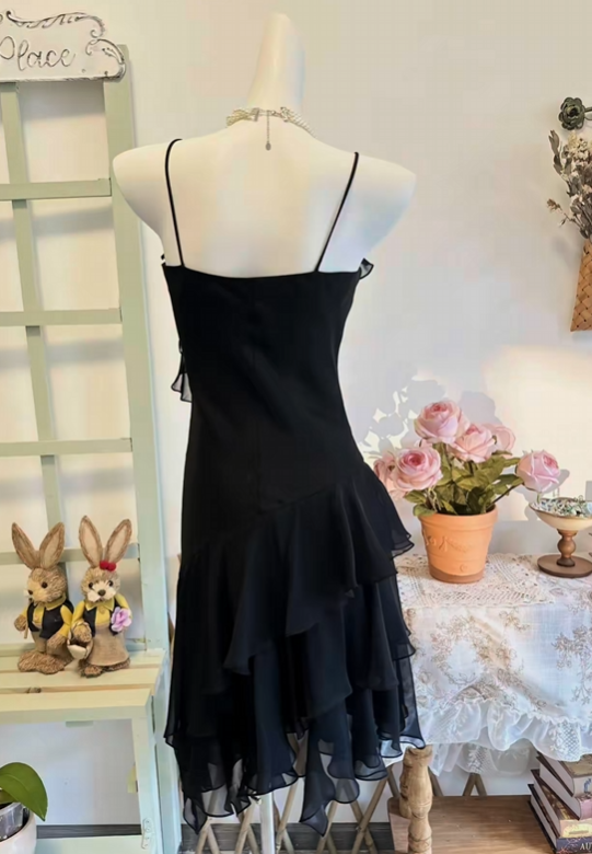 Spaghetti Straps Ruffled Chiffon Homecoming Dress Short Birthday Dress  P2117