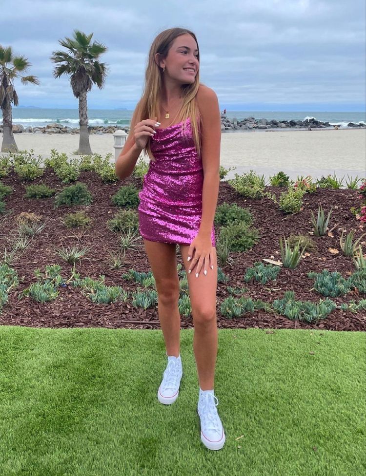 Spaghetti Straps Sequin Sheath Homecoming Dress Cocktail Dress  P2019