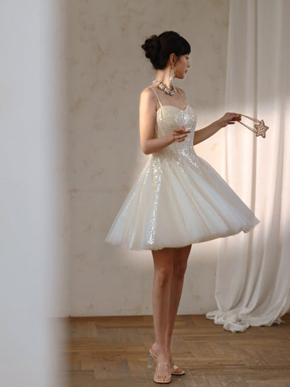 Spaghetti Straps Sparkle A Line Prom Dress Formal Evening Gown  P1178