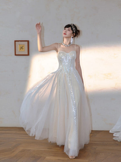 Spaghetti Straps Sparkle A Line Prom Dress Formal Evening Gown  P1178
