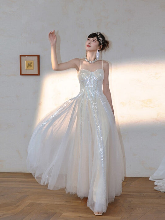 Spaghetti Straps Sparkle A Line Prom Dress Formal Evening Gown  P1178