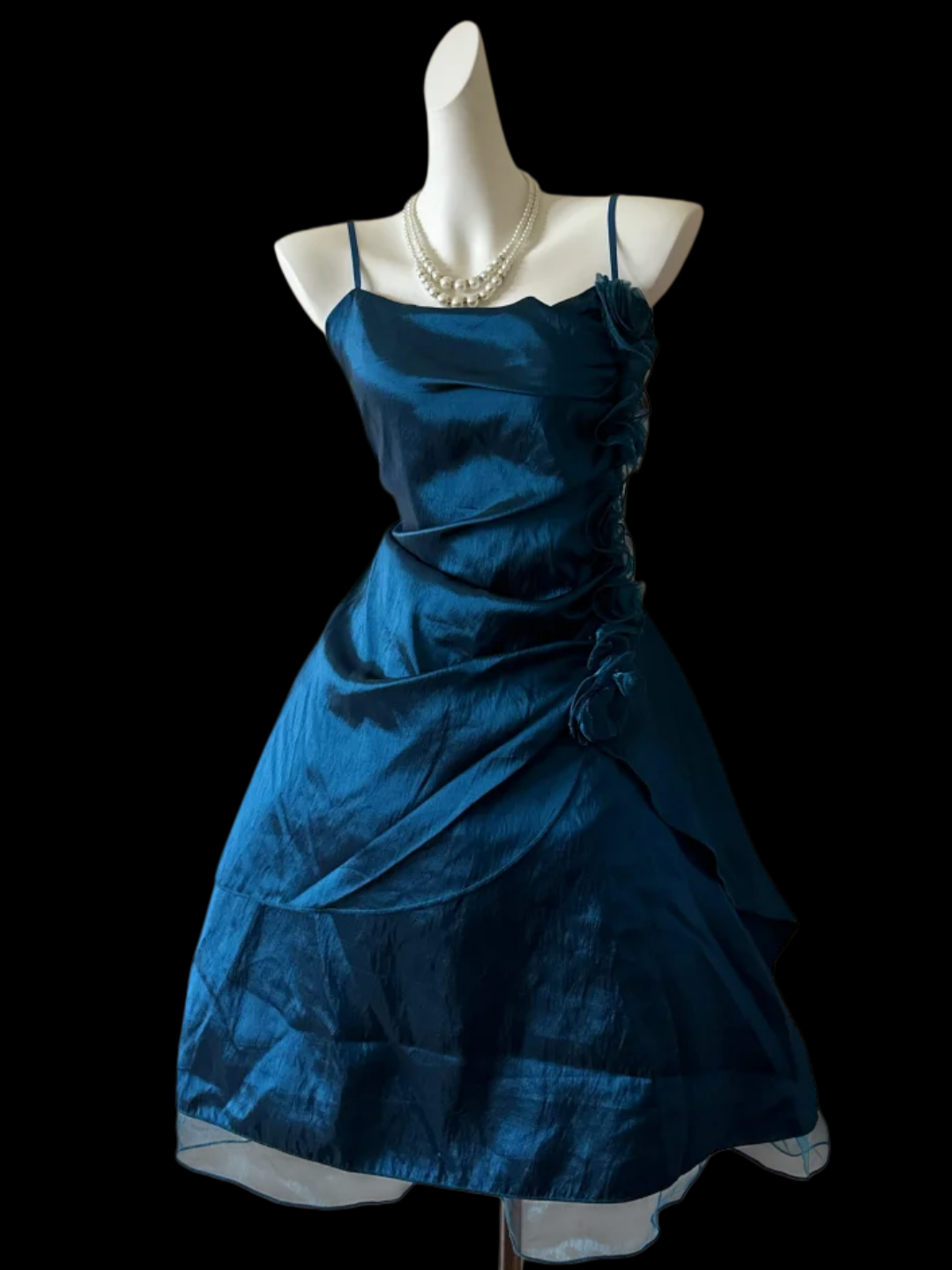 Spaghetti Straps Teal Blue Short Dress Ruffled Homecoming Dress  P1071