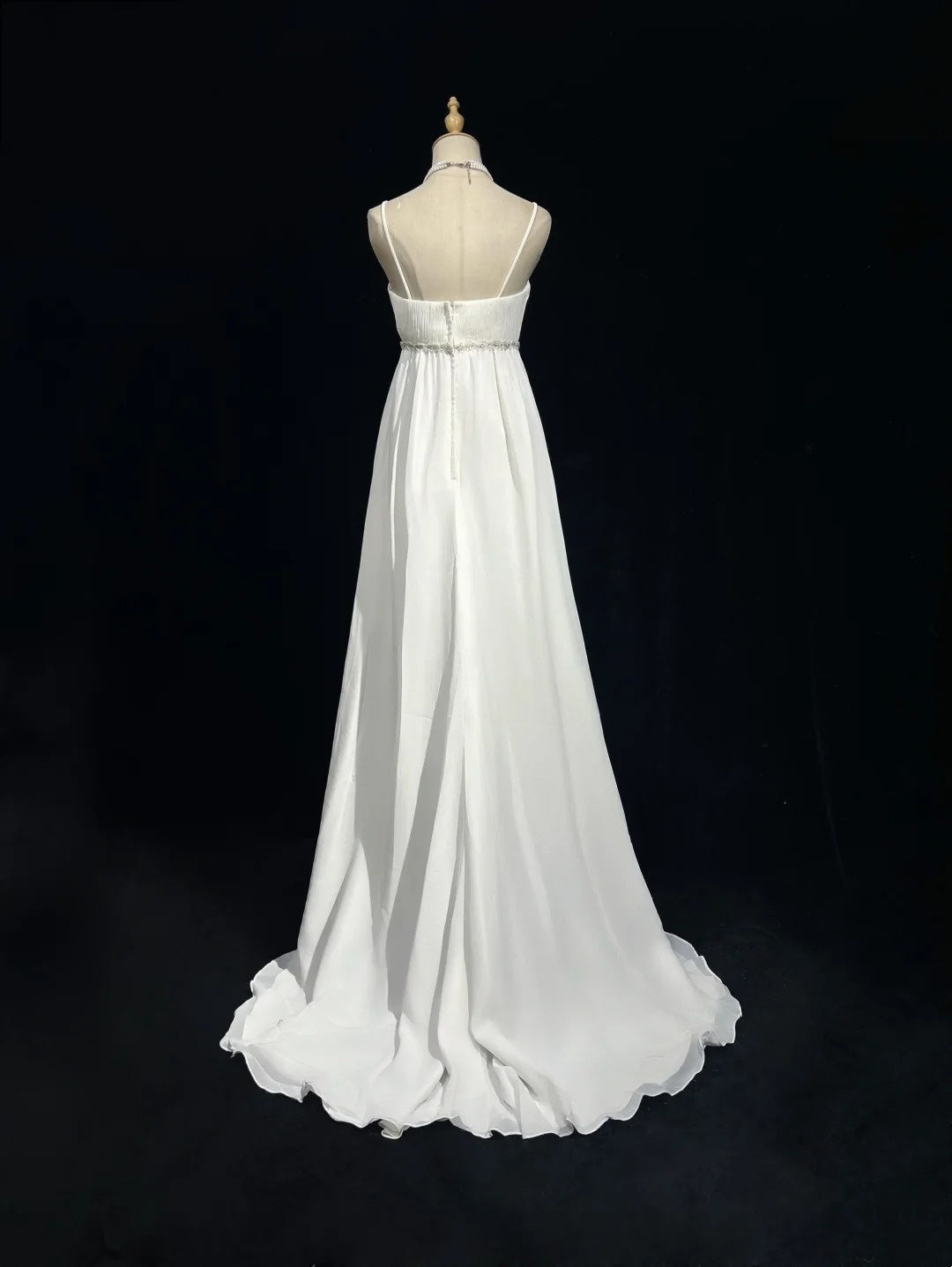Spaghetti Straps White Retro Wedding Dress  P2619