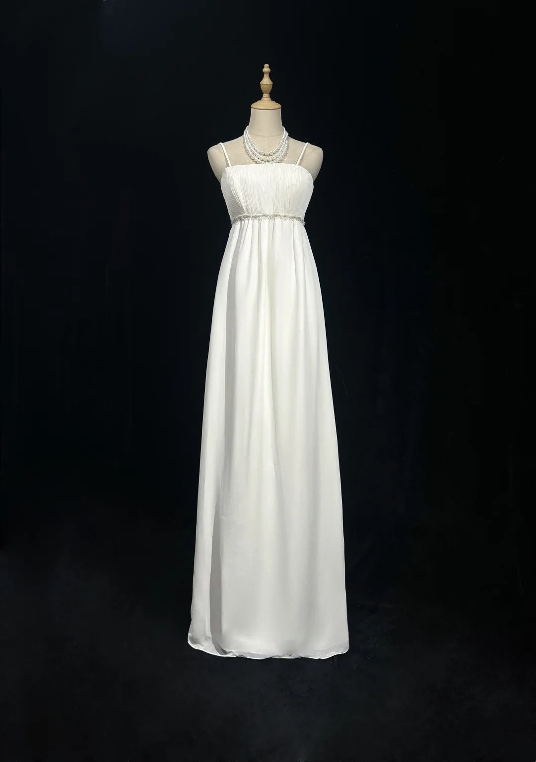Spaghetti Straps White Retro Wedding Dress  P2619