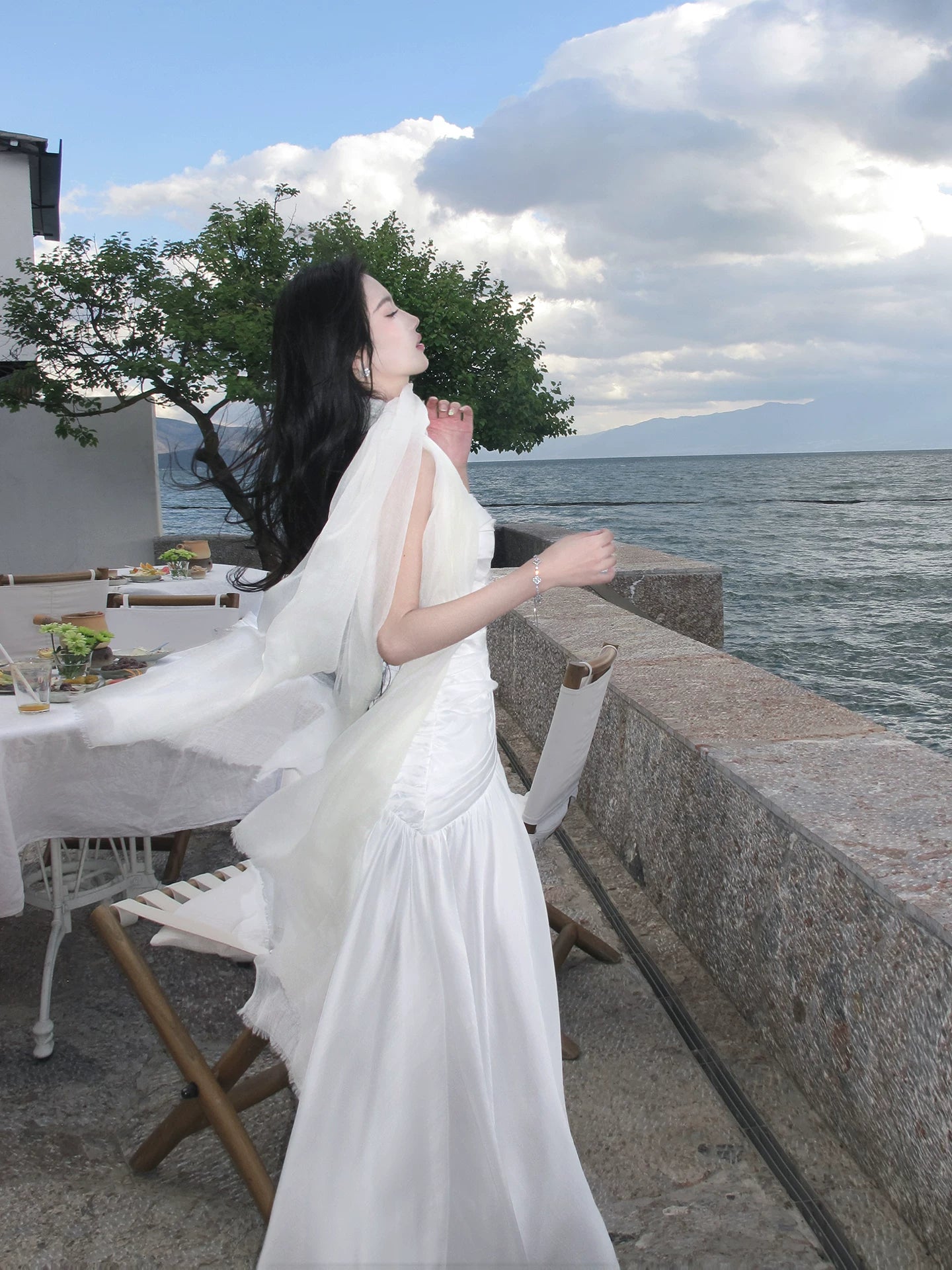 Spaghetti Straps  White Satin Wedding Dress Graduation Dress  P1621