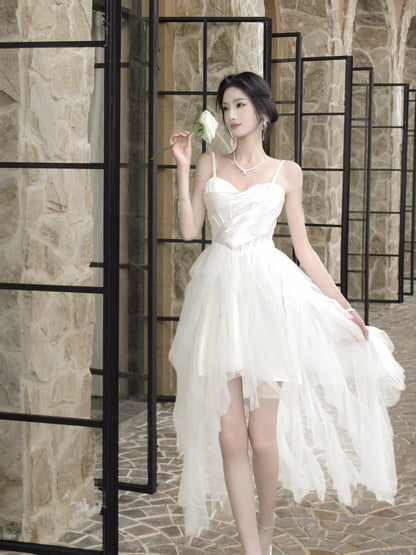 Spaghetti Straps White Tulle  Wedding Dress  P1521