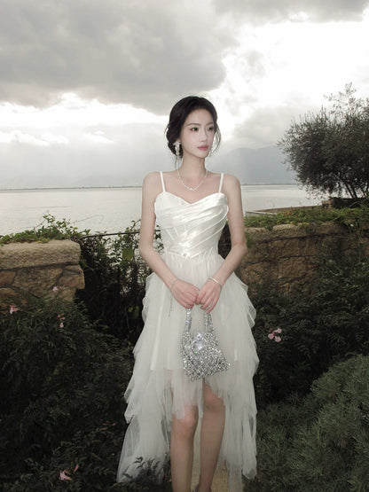 Spaghetti Straps White Tulle  Wedding Dress  P1521