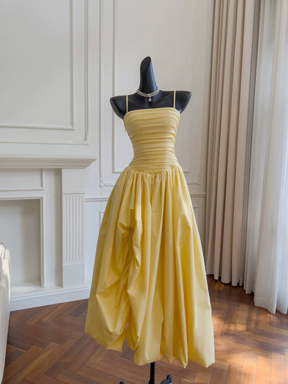 Spaghetti Straps Yellow A Line Formal Prom Dress    P1750