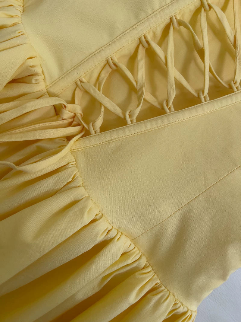 Spaghetti Straps Yellow A Line Formal Prom Dress    P1750