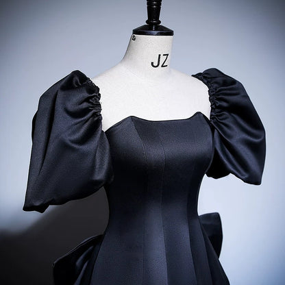Square Neck A Line Satin Formal Prom Dress with Bow Knot  P2708
