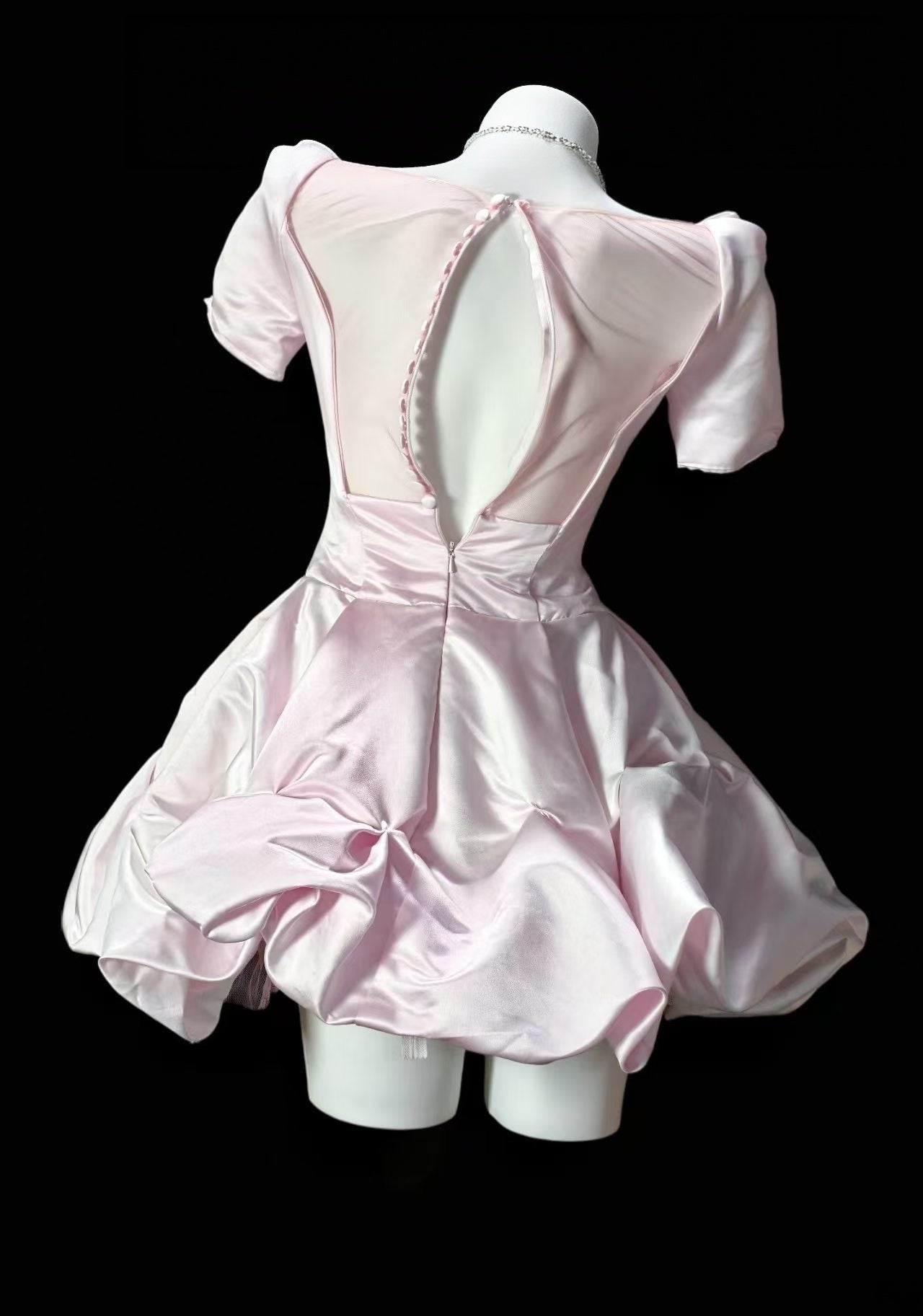 Square Neck A Line Satin Homecoming Dress Short Birthday Dress  P2041