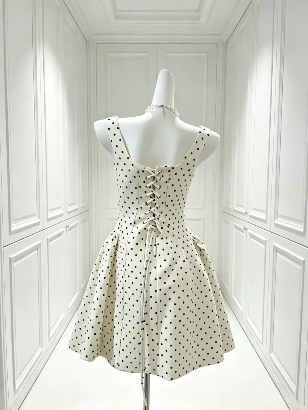 Square Neck Polka Dot Birthday Dress A Line Homecoming Dress  P2405