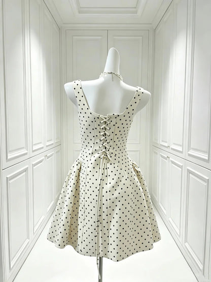 Square Neck Polka Dot Birthday Dress A Line Homecoming Dress  P2405
