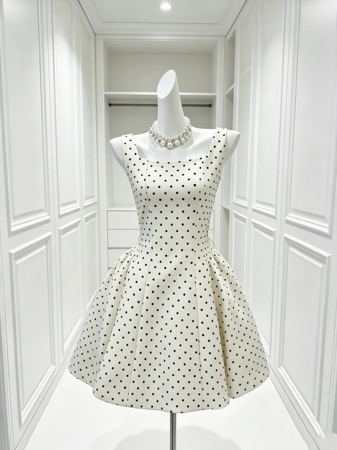 Square Neck Polka Dot Birthday Dress A Line Homecoming Dress  P2405