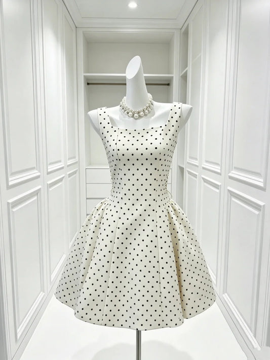 Square Neck Polka Dot Birthday Dress A Line Homecoming Dress  P2405
