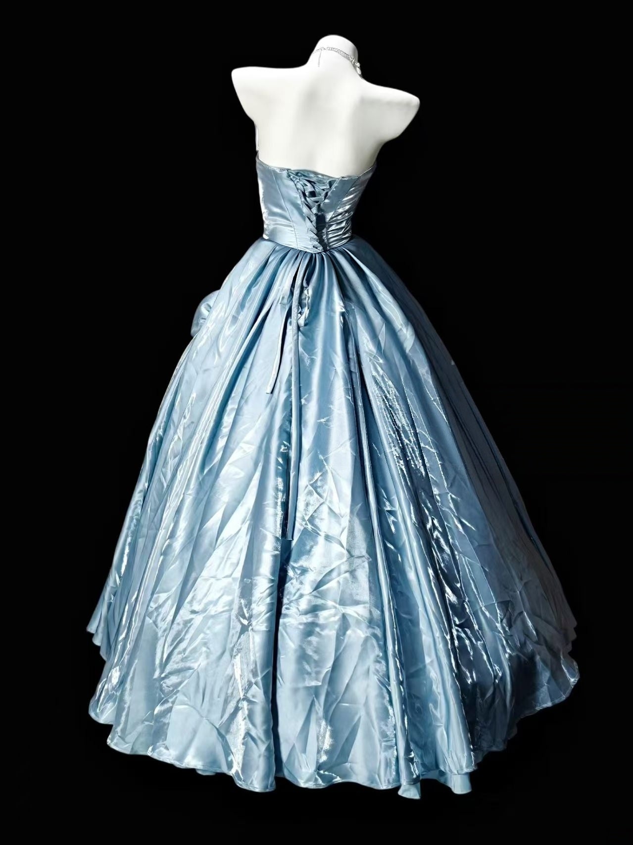 Strapless A Line Blue Formal Prom Dress Long Evening Dress  P2043