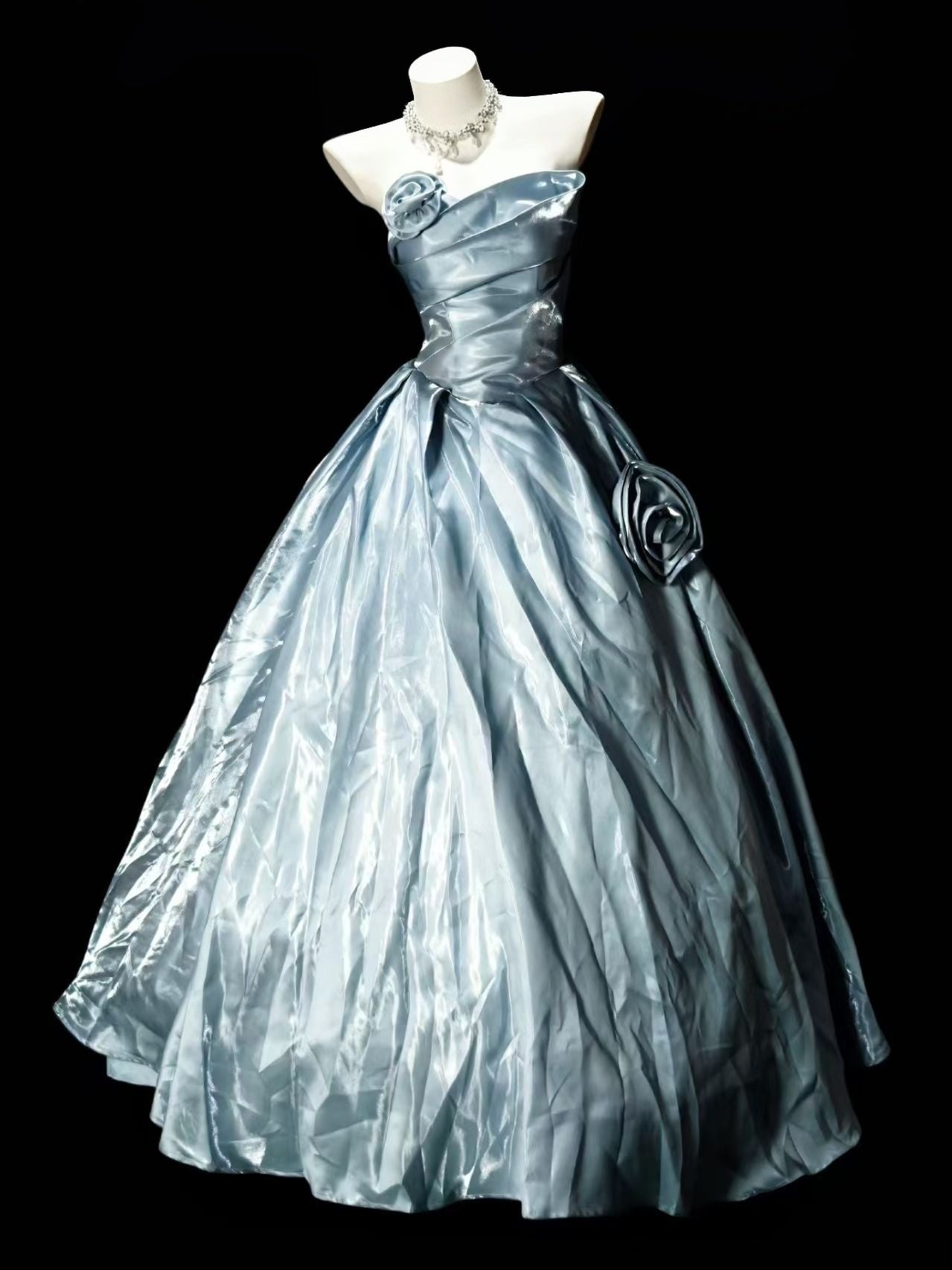 Strapless A Line Blue Formal Prom Dress Long Evening Dress  P2043