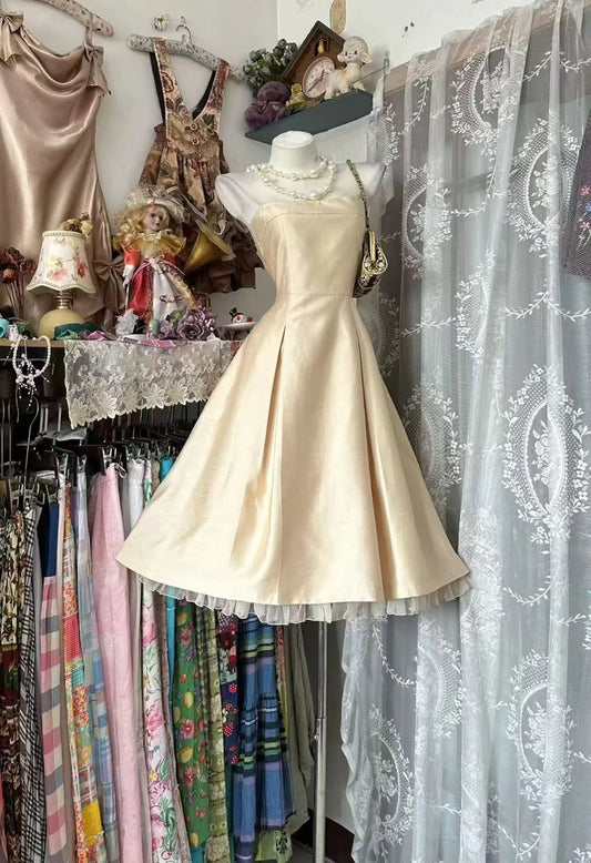 Strapless A Line Champagne Homecoming Dress Short Birthday Dresses  P2197