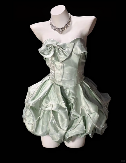 Strapless A Line Cute Birthday Dress Homecoming Dress With Bow Knots  P1964