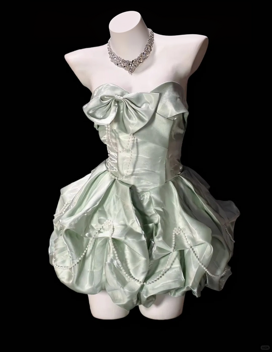 Strapless A Line Cute Birthday Dress Homecoming Dress With Bow Knots  P1964