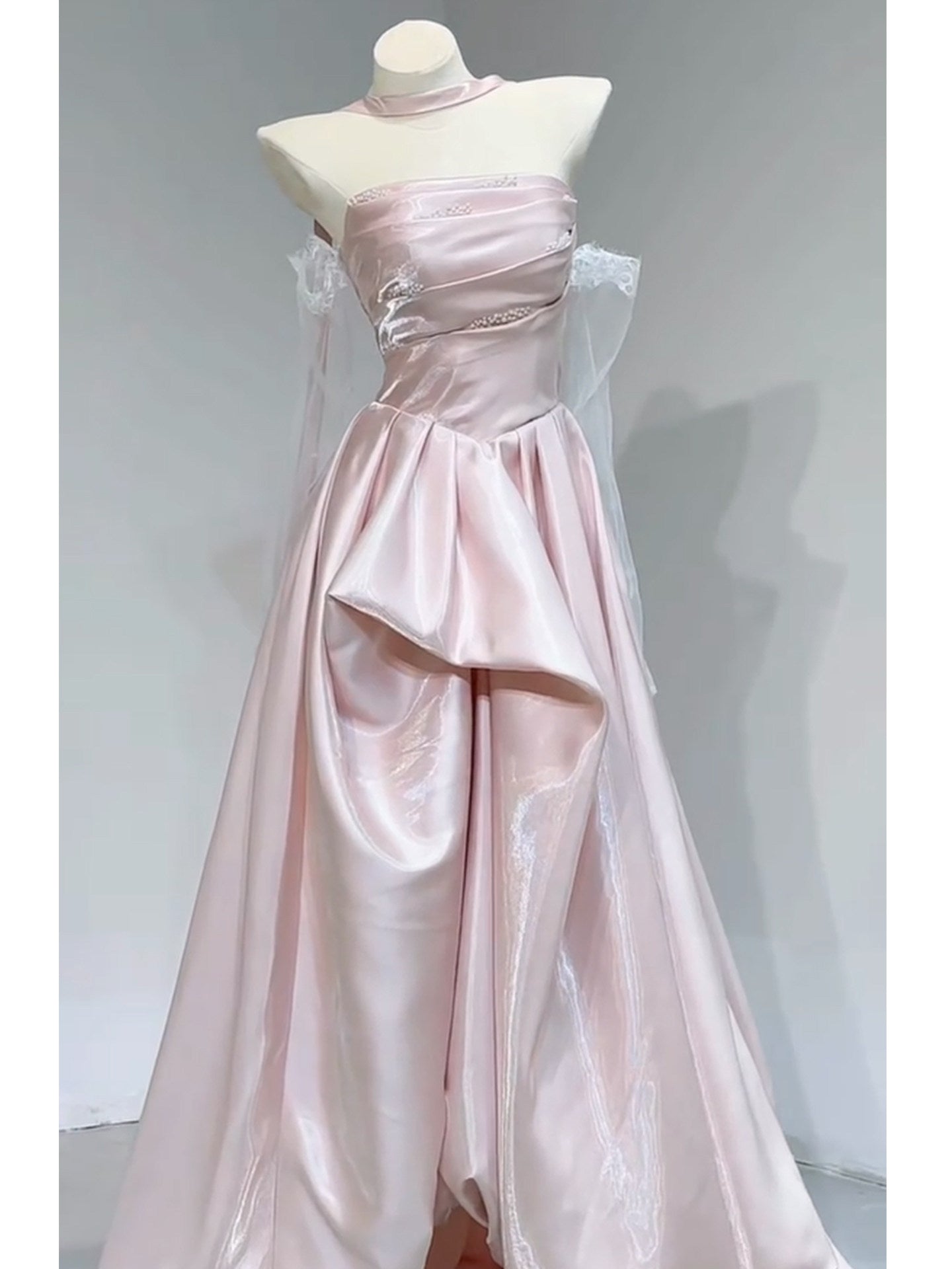 Strapless A Line Pink Prom Dress Sweet Birthday Dress  P933