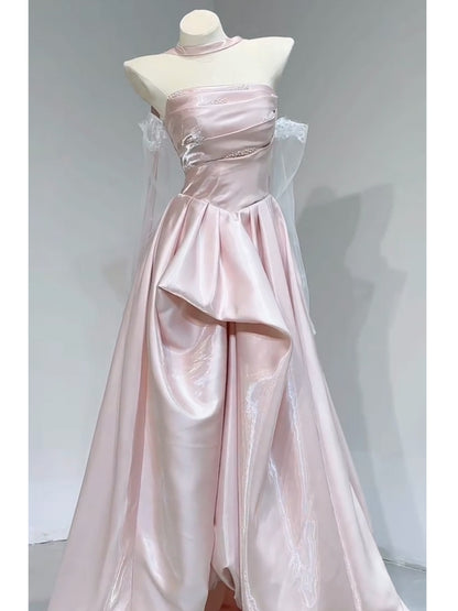 Strapless A Line Pink Prom Dress Sweet Birthday Dress  P933