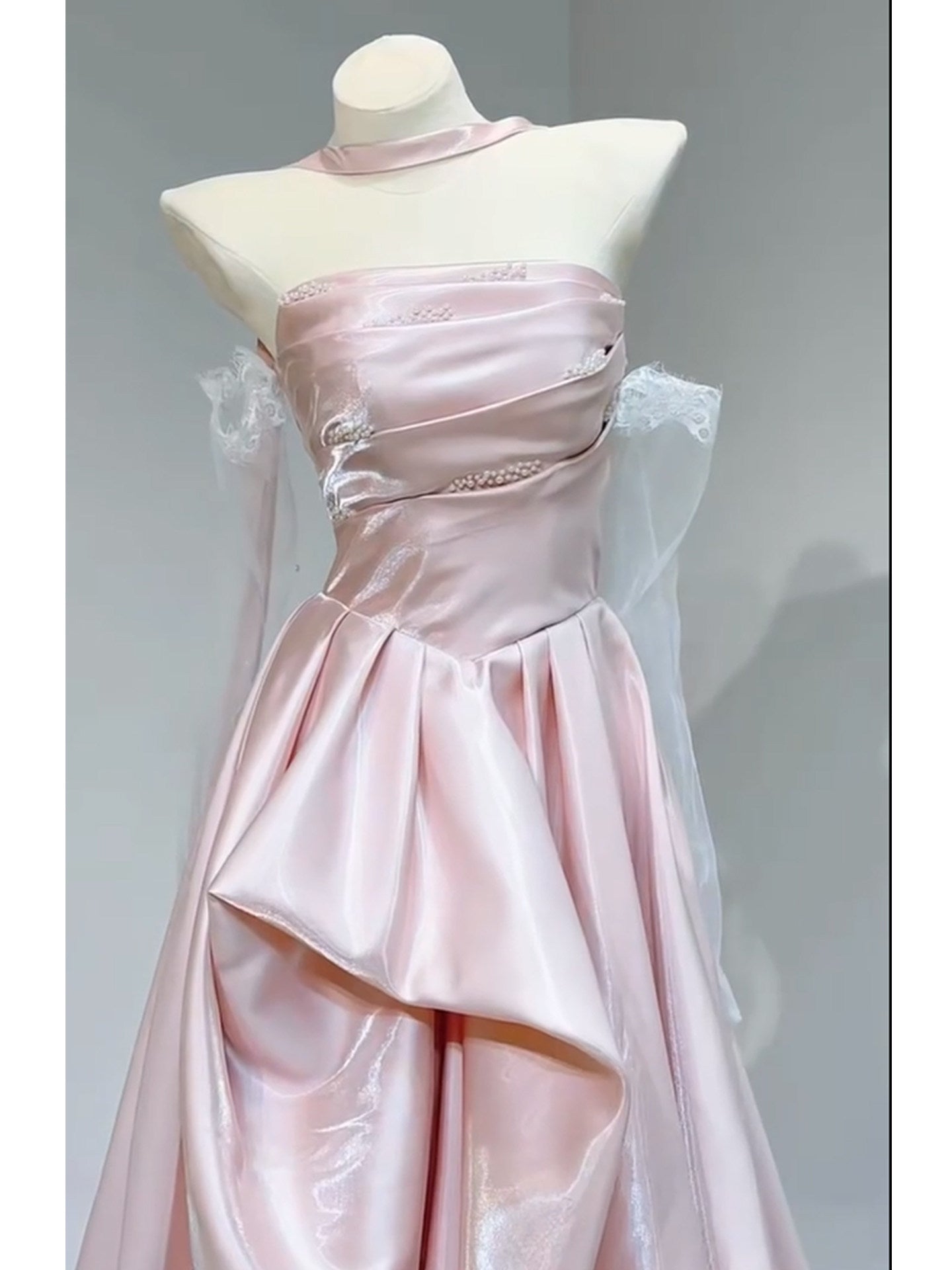 Strapless A Line Pink Prom Dress Sweet Birthday Dress  P933