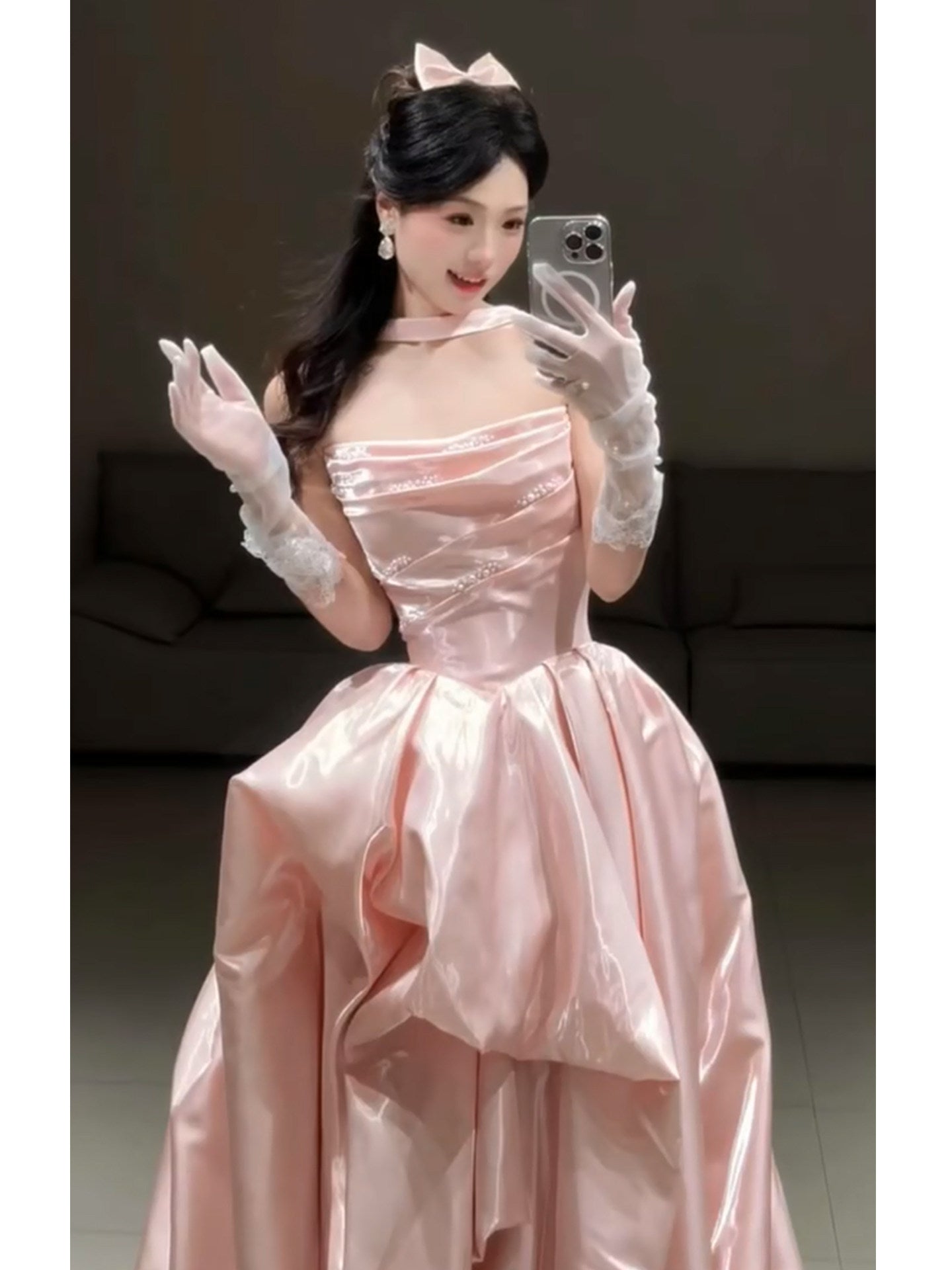 Strapless A Line Pink Prom Dress Sweet Birthday Dress  P933